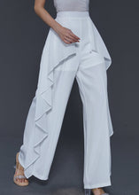 Load image into Gallery viewer, White Patchwork Chiffon Wide Leg Pants Ruffled Summer