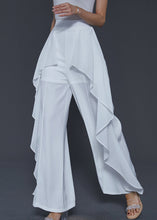 Load image into Gallery viewer, White Patchwork Chiffon Wide Leg Pants Ruffled Summer