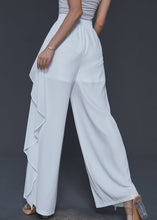 Load image into Gallery viewer, White Patchwork Chiffon Wide Leg Pants Ruffled Summer