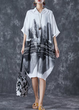 Load image into Gallery viewer, White Patchwork Cotton Dresses Inkwash Painting Summer