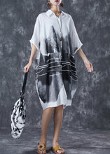 Load image into Gallery viewer, White Patchwork Cotton Dresses Inkwash Painting Summer