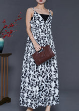 Load image into Gallery viewer, White Print Chiffon Spaghetti Strap Dress Exra Large Hem Summer