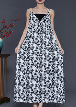 Load image into Gallery viewer, White Print Chiffon Spaghetti Strap Dress Exra Large Hem Summer