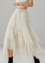 Load image into Gallery viewer, White Ruffleds Chiffon Skirt Elastic Waist Summer