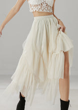 Load image into Gallery viewer, White Ruffleds Chiffon Skirt Elastic Waist Summer