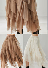 Load image into Gallery viewer, White Ruffleds Chiffon Skirt Elastic Waist Summer