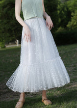 Load image into Gallery viewer, White Solid Dot Tulle Summer Skirts High Waist