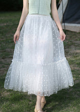 Load image into Gallery viewer, White Solid Dot Tulle Summer Skirts High Waist