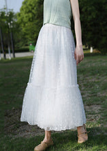 Load image into Gallery viewer, White Solid Dot Tulle Summer Skirts High Waist