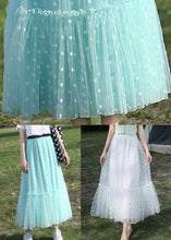 Load image into Gallery viewer, White Solid Dot Tulle Summer Skirts High Waist