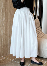 Load image into Gallery viewer, White Solid Pockets Cotton Pleated Skirt High Waist