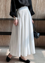 Load image into Gallery viewer, White Solid Pockets Cotton Pleated Skirt High Waist