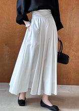 Load image into Gallery viewer, White Solid Pockets Cotton Pleated Skirt High Waist