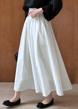 Load image into Gallery viewer, White Solid Pockets Cotton Pleated Skirt High Waist