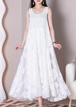 Load image into Gallery viewer, White Tulle Patchwork Cotton Dresses O Neck Summer