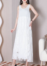 Load image into Gallery viewer, White Tulle Patchwork Cotton Dresses O Neck Summer