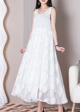 Load image into Gallery viewer, White Tulle Patchwork Cotton Dresses O Neck Summer