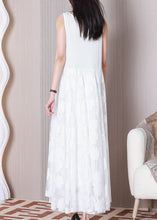 Load image into Gallery viewer, White Tulle Patchwork Cotton Dresses O Neck Summer