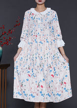 Load image into Gallery viewer, Women Apricot Peter Pan Collar Print Cotton Dresses Spring