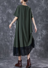 Load image into Gallery viewer, Women Army Green Cinched Patchwork Chiffon Maxi Dresses Summer