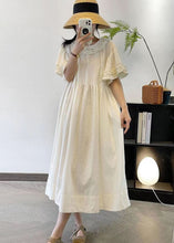 Load image into Gallery viewer, Women Beige Ruffled Patchwork Cotton Long Dresses Summer