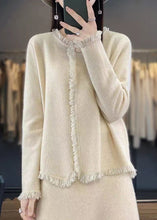 Load image into Gallery viewer, Women Beige Solid Button Knit Cotton Cardigans Spring