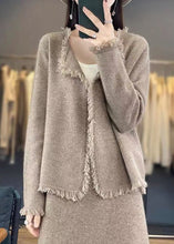 Load image into Gallery viewer, Women Beige Solid Button Knit Cotton Cardigans Spring