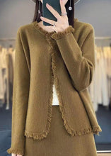 Load image into Gallery viewer, Women Beige Solid Button Knit Cotton Cardigans Spring