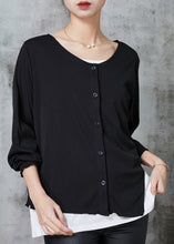 Load image into Gallery viewer, Women Black Asymmetrical Patchwork Cotton Sweatshirts Top Spring