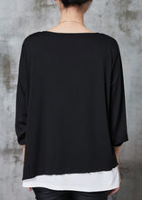 Load image into Gallery viewer, Women Black Asymmetrical Patchwork Cotton Sweatshirts Top Spring