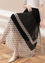 Load image into Gallery viewer, Women Black Dot Elastic Waist Chiffon Skirts Summer