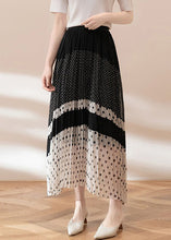 Load image into Gallery viewer, Women Black Dot Elastic Waist Chiffon Skirts Summer