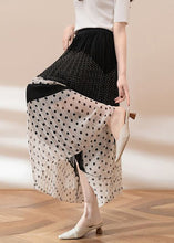 Load image into Gallery viewer, Women Black Dot Elastic Waist Chiffon Skirts Summer