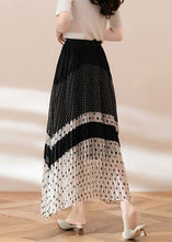 Load image into Gallery viewer, Women Black Dot Elastic Waist Chiffon Skirts Summer