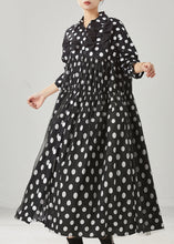 Load image into Gallery viewer, Women Black Dot Print Bow Tullle Long Dresses Spring