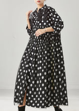 Load image into Gallery viewer, Women Black Dot Print Bow Tullle Long Dresses Spring