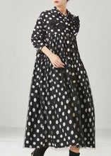 Load image into Gallery viewer, Women Black Dot Print Bow Tullle Long Dresses Spring