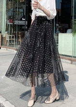 Load image into Gallery viewer, Women Black Embroidered High Waist Tulle A line Skirts