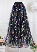 Load image into Gallery viewer, Women Black Embroidered High Waist Tulle Skirts Spring