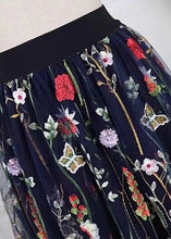 Load image into Gallery viewer, Women Black Embroidered High Waist Tulle Skirts Spring