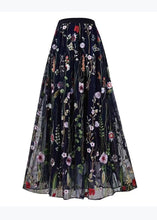 Load image into Gallery viewer, Women Black Embroidered High Waist Tulle Skirts Spring