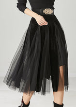 Load image into Gallery viewer, Women Black High Waist Patchwork Tulle Velvet Dress Spring