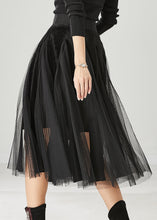 Load image into Gallery viewer, Women Black High Waist Patchwork Tulle Velvet Dress Spring