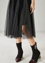 Load image into Gallery viewer, Women Black High Waist Patchwork Tulle Velvet Dress Spring