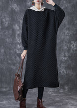 Load image into Gallery viewer, Women Black Hooded Patchwork Fine Cotton Filled Dress Winter