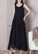 Load image into Gallery viewer, Women Black O Neck Patchwork Cotton Dresses Sleeveless