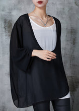 Load image into Gallery viewer, Women Black Oversized Patchwork Chiffon Sweatshirts Top Summer