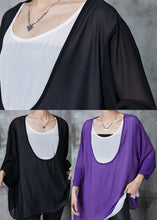 Load image into Gallery viewer, Women Black Oversized Patchwork Chiffon Sweatshirts Top Summer