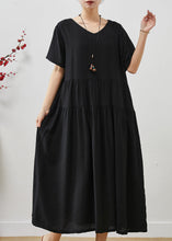 Load image into Gallery viewer, Women Black Oversized Patchwork Cotton Holiday Dress Summer