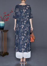 Load image into Gallery viewer, Women Black Oversized Print Silk Long Dress Summer